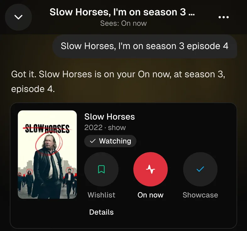 The chat: “Slow Horses, I'm on season 3 episode 4” answered with Slow Horses filed on On now